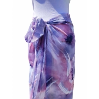 Wzorzysta spódnica plażowa chusta PAREO L/XL fioletowe mazaje